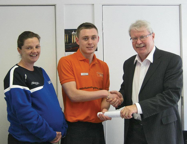 Pictured, from left: Avril Winters (Sports Instructor), Anthony O’Callaghan (Learner) and  Denis Murphy (Manager).