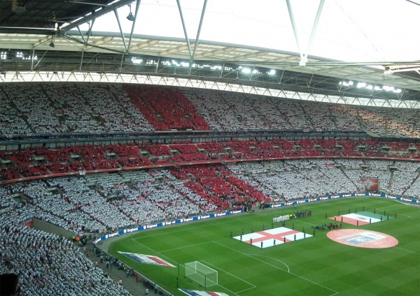 Pictured above: England fans at Wembley stadium (stock image).