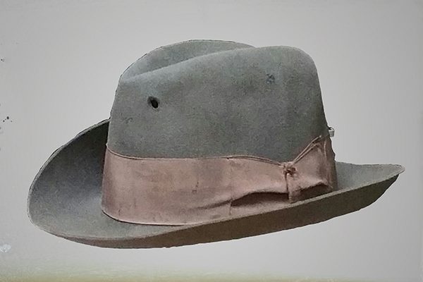 Pictured: Hat worn by Jack Plunkett in GPO, with bullet hole. Courtesy of Honor O Brolchain. Photo by Aileen Hunt. 