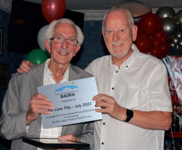 BADRA certificate in recognition of extraordinary achievement in fundraising